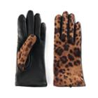 Women's Apt. 9&reg; Leopard Print Leather Tech Gloves, Size: Xl, Oxford