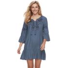 Women's Sonoma Goods For Life&trade; Embroidered Drop-waist Dress, Size: Xxl, Dark Blue