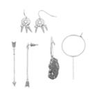 3-pack Feather Earrings Set, Women's, Silver