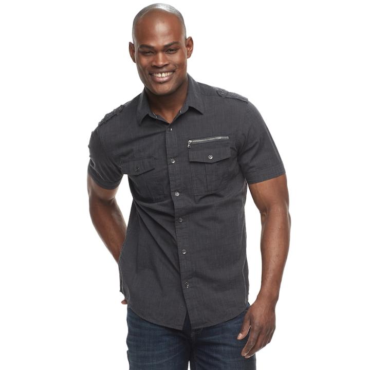 Men's Rock & Republic&reg; Button-down Shirt, Size: Large, Dark Grey