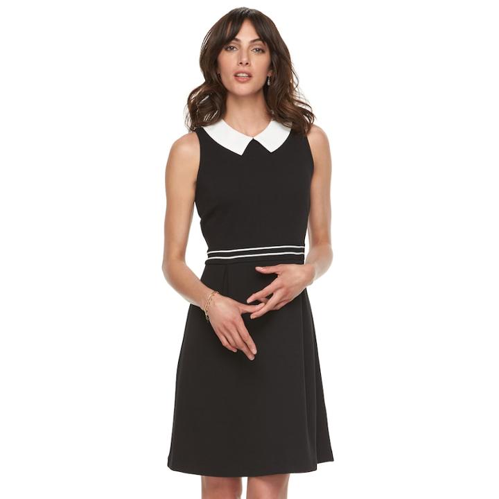 Women's Elle™ Pleated Fit & Flare Dress, Size: Xxl, Black