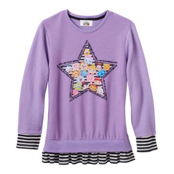 Disney D-signed Girls 7-16 Tsum Tsum Mock Layer Graphic Top, Girl's, Size: Medium, Purple Oth
