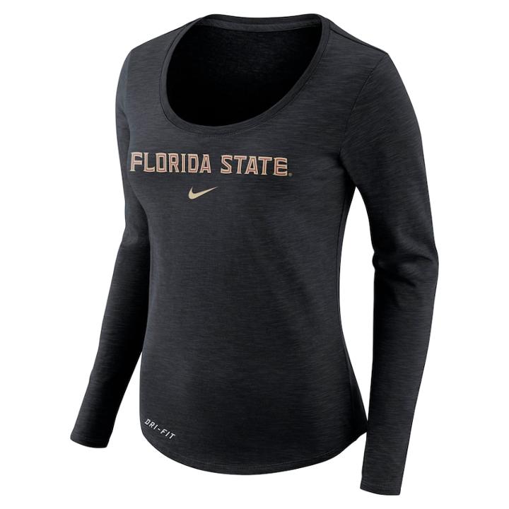 Women's Nike Florida State Seminoles Slubbed Dri-fit Tee, Size: Xxl, Black