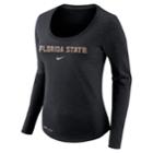 Women's Nike Florida State Seminoles Slubbed Dri-fit Tee, Size: Xxl, Black