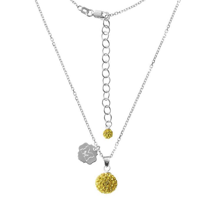 Michigan Wolverines Crystal Sterling Silver Team Logo & Ball Pendant Necklace, Women's, Size: 18, Yellow