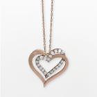 10k Rose Gold 1/4-ct. T.w. Diamond Double-heart Pendant, Women's, Size: 18, Multicolor