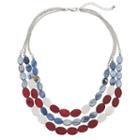 Red, White & Blue Composite Shell Multi Strand Necklace, Women's, Multicolor