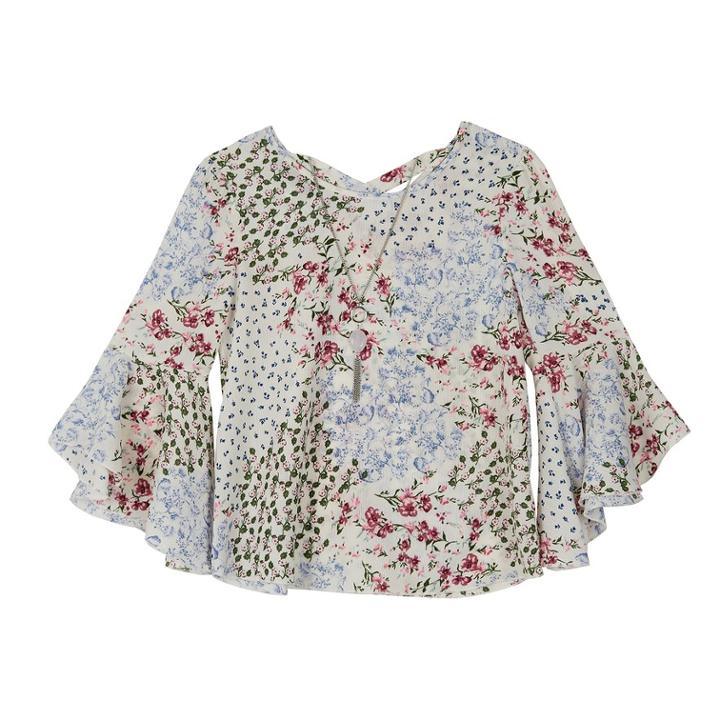 Girls 7-16 Iz Amy Byer Bell Sleeve Top With Necklace, Size: Xl, White