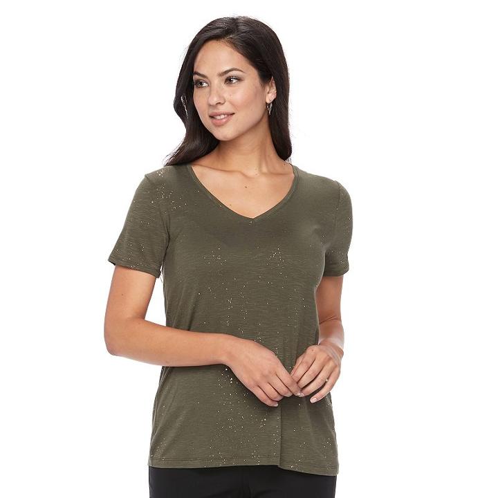 Women's Apt. 9® Essential V-neck Tee, Size: Medium, Green