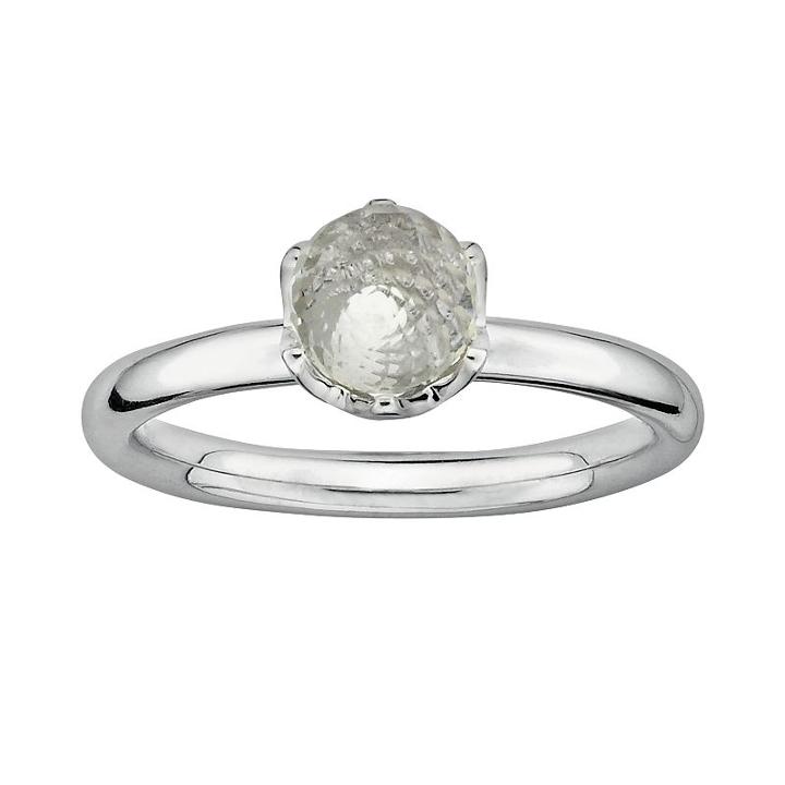 Stacks And Stones Sterling Silver White Topaz Briolette Stack Ring, Women's, Size: 6, Grey