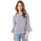 Juniors' Iz Byer Poplin Bell Sleeve Top, Teens, Size: Small, Blue (navy)