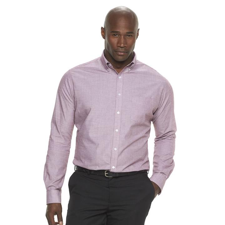 Big & Tall Croft & Barrow Classic-fit Solid Easy-care Button-down Shirt, Men's, Size: 4xb, Red