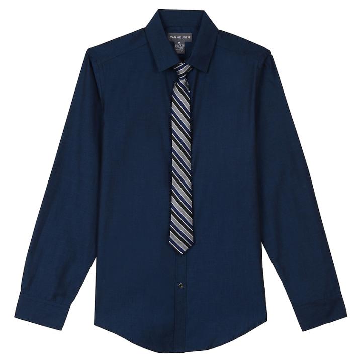 Boys 8-20 Van Heusen Iridescent Shirt & Tie Set, Size: L 14-16, Med Blue