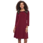 Women's Nina Leonard Lace Crepe Dress, Size: Small, Dark Red