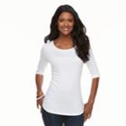 Women's Apt. 9&reg; Essential Elbow-sleeve Tee, Size: Medium, White