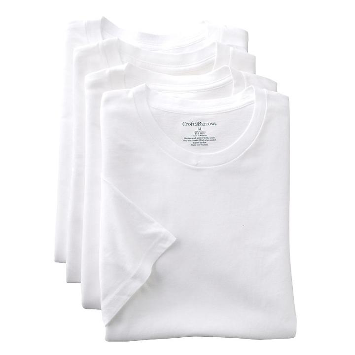 Big & Tall Croft & Barrow&reg; 4-pk. Crewneck Tee, Men's, Size: L Tall, White