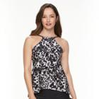 Women's Croft & Barrow&reg; Tummy Slimmer High-neck Tankini Top, Size: 18, Dark Grey