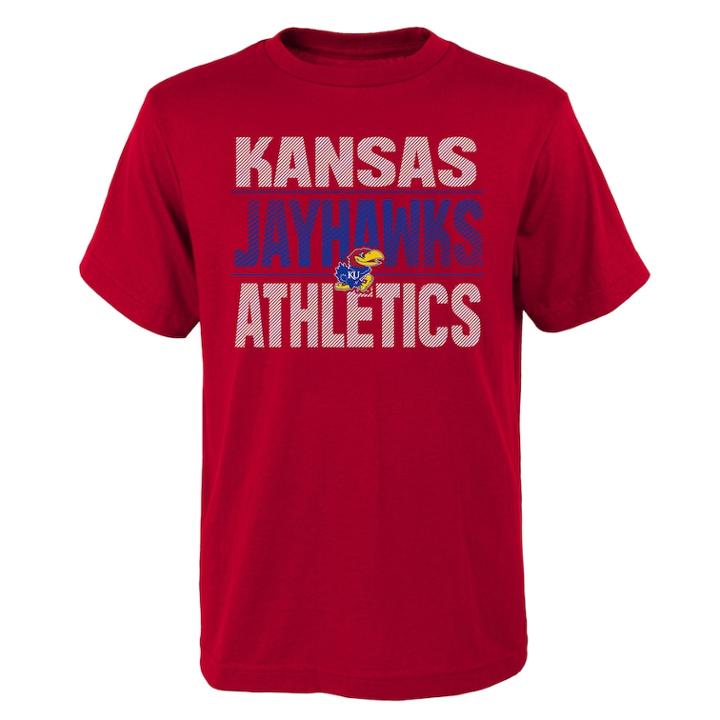 Boys' 4-18 Kansas Jayhawks Light Streaks Tee, Size: 16-18, Dark Red