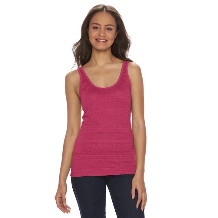 Juniors' So&reg; Double Scoop Textured Tank Top, Teens, Size: Medium, Med Pink