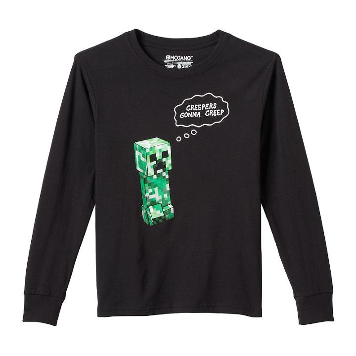 Boys 8-20 Minecraft Creeper Tee, Boy's, Size: Medium, Black