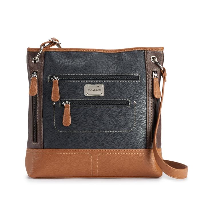 Stone & Co. Pebble Leather Crossbody, Women's, Grey (charcoal)