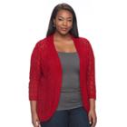 Plus Size Napa Valley Crochet Open-front Cardigan, Women's, Size: 1xl, Red Other