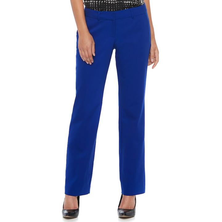 Women's Apt. 9&reg; Torie Midrise Curvy Straight-leg Dress Pants, Size: 6, Med Blue