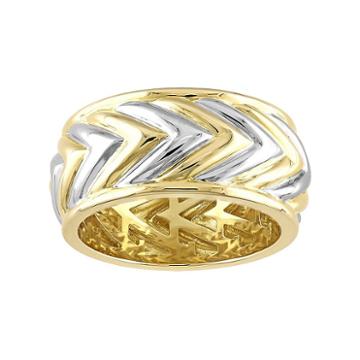 V19.69 Italia Men's Two Tone Sterling Silver Chevron Ring, Size: 9, Yellow