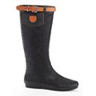 Henry Ferrera Wet Stone Women's Water-resistant Textured Rain Boots, Size: 7, Black