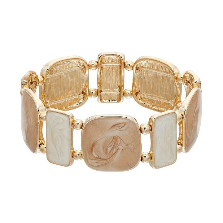 Swirled Geometric Stretch Bracelet, Women's, Brown
