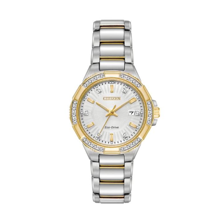 Citizen Eco-drive Women's Riva Diamond Two Tone Stainless Steel Watch - Ew2464-55a, Size: Medium, Multicolor