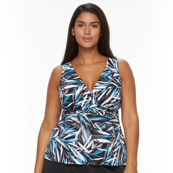 Plus Size Trimshaper Tummy Slimmer Pintuck Tankini Top, Women's, Size: 22 W, Med Purple
