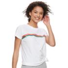 Juniors' Love, Fire Striped Tie-front Tee, Teens, Size: Large, White
