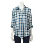 Women's Sonoma Goods For Life&trade; Embroidered Shirt, Size: Medium, Turquoise/blue (turq/aqua)