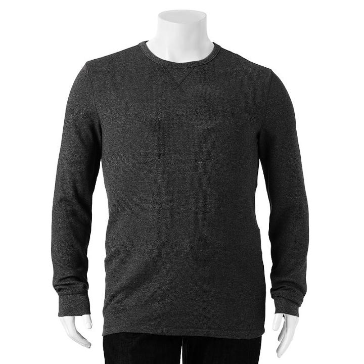 Big & Tall Sonoma Goods For Life&trade; Classic-fit Thermal Crewneck Tee, Men's, Size: 3xb, Dark Grey