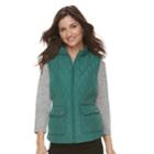 Women's Croft & Barrow&reg; Zip-up Quilted Vest, Size: Xl, Green