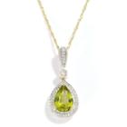 14k Gold Peridot And Diamond Accent Teardrop Pendant, Women's, Size: 18, Green