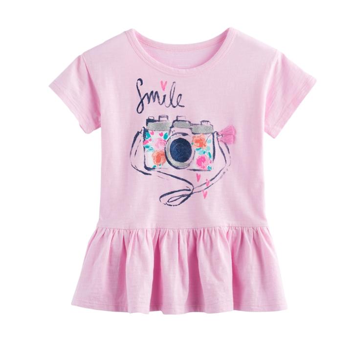 Girls 4-12 Sonoma Goods For Life&trade; Graphic Peplum Tee, Size: 8, Light Pink