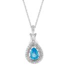 10k White Gold Swiss Blue Topaz & 1/6 Carat T.w. Diamond Teardrop Pendant Necklace, Women's, Size: 18