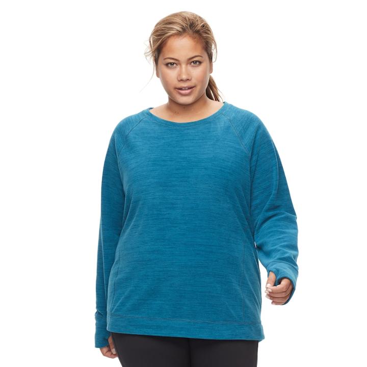 Plus Size Plus Tek Gear&reg; Micro Crew Top, Women's, Size: 3xl, Turquoise/blue (turq/aqua)