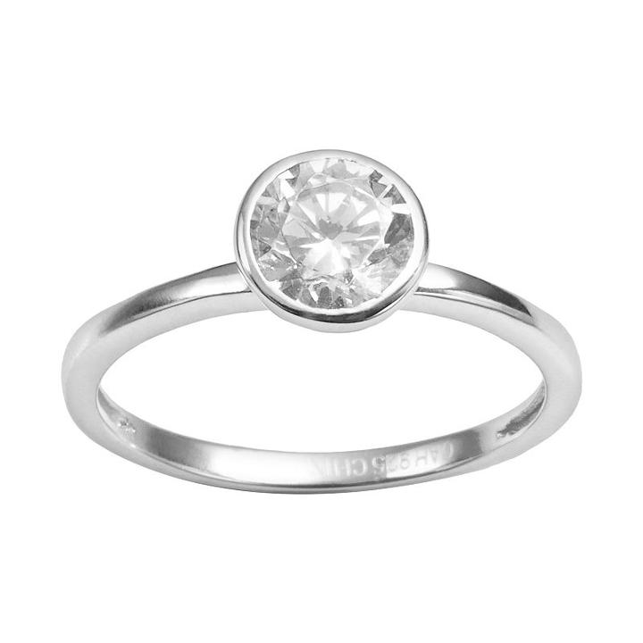 Sophie Miller Sterling Silver Cubic Zirconia Solitaire Ring, Women's, Size: 8, White