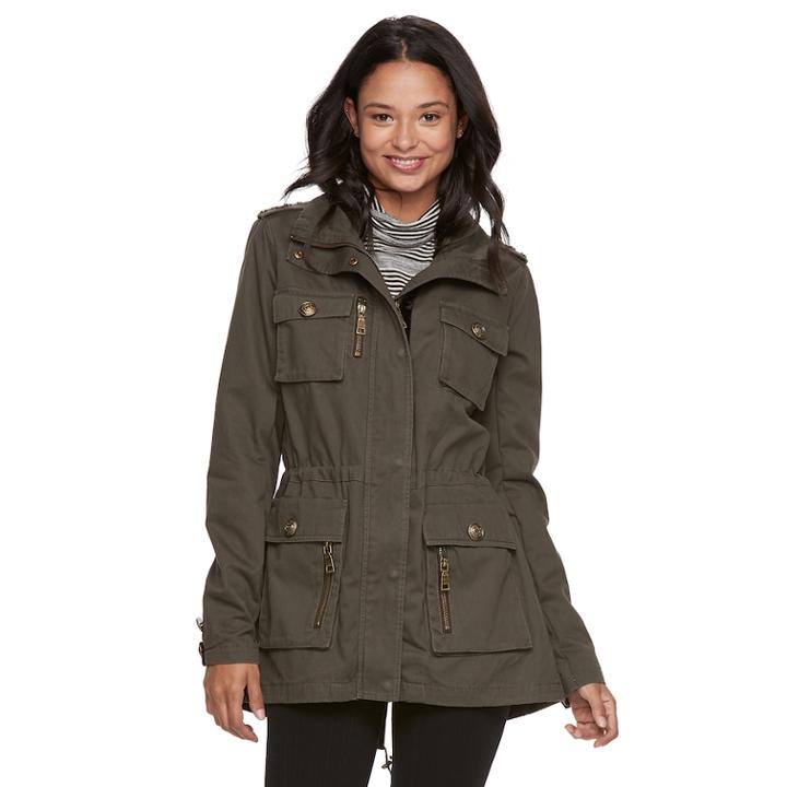 Madden Nyc Juniors' Military Detail Anorak Jacket, Teens, Size: Medium, Lt Green