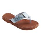 Girls 4-16 Rhinestone T-strap Flip Flops, Girl's, Size: 1/2, White