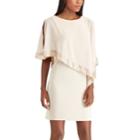 Women's Chaps Sequin Cold-shoulder Chiffon-overlay Evening Dress, Size: 6, Natural