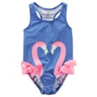 Girls 4-8 Carter's Ruffled Flamingo One-piece Swimsuit, Size: 6-6x, Purple