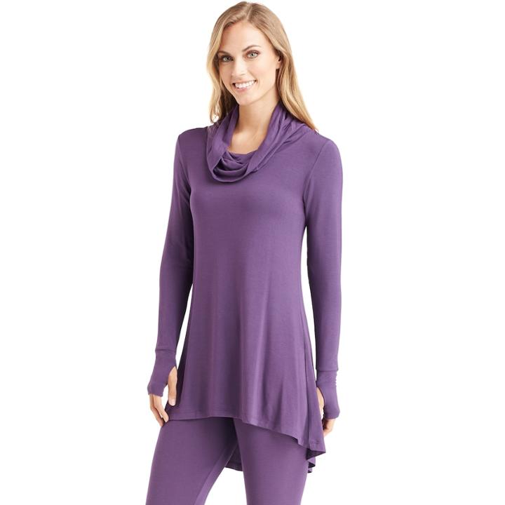 Women's Cuddl Duds Softwear Cowlneck Tunic Top, Size: Regular, Med Purple