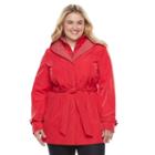 Plus Size Braetan Hooded Shawl Collar Rain Jacket, Women's, Size: 1xl, Red