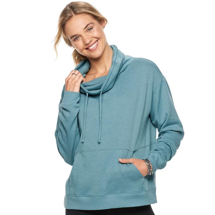 Juniors' So&reg; Fleece Cowlneck Sweatshirt, Teens, Size: Large, Med Blue