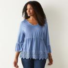 Plus Size Sonoma Goods For Life&trade; Crochet Peplum Top, Women's, Size: 1xl, Dark Blue