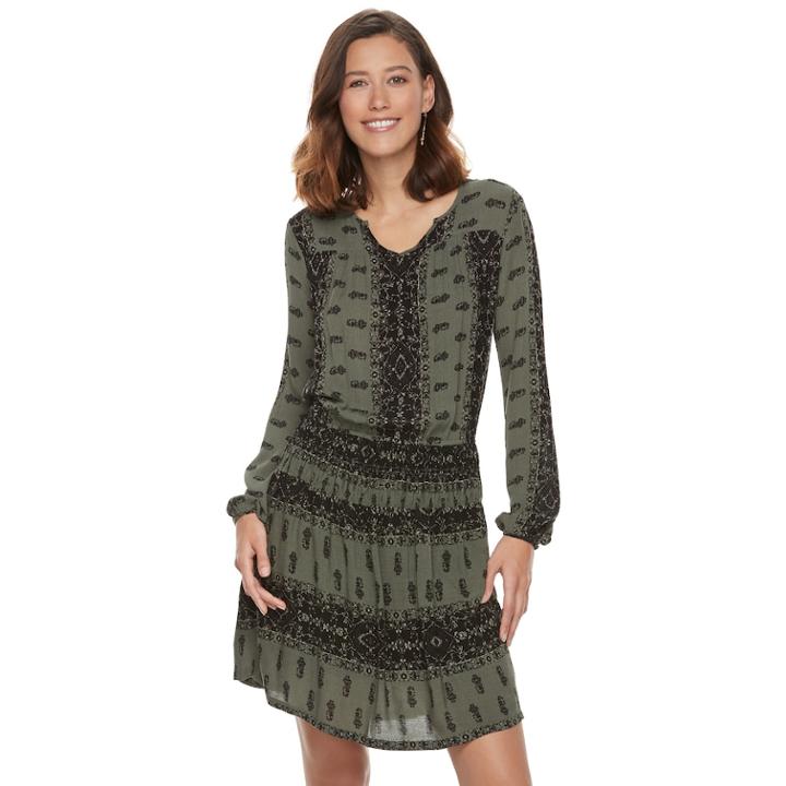 Women's Sonoma Goods For Life&trade; Printed Gauze A-line Dress, Size: Xs, Green